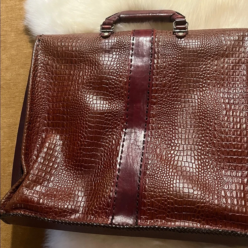 Beautiful Handcrafted, leather croc-embossed briefcase